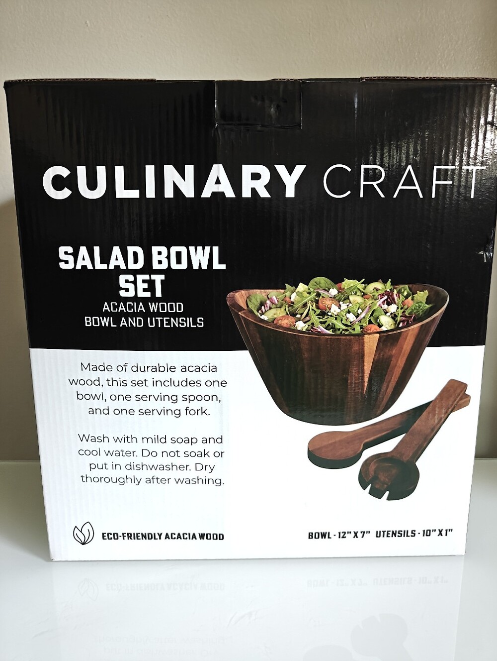 Acacia Wood Salad Bowl Set